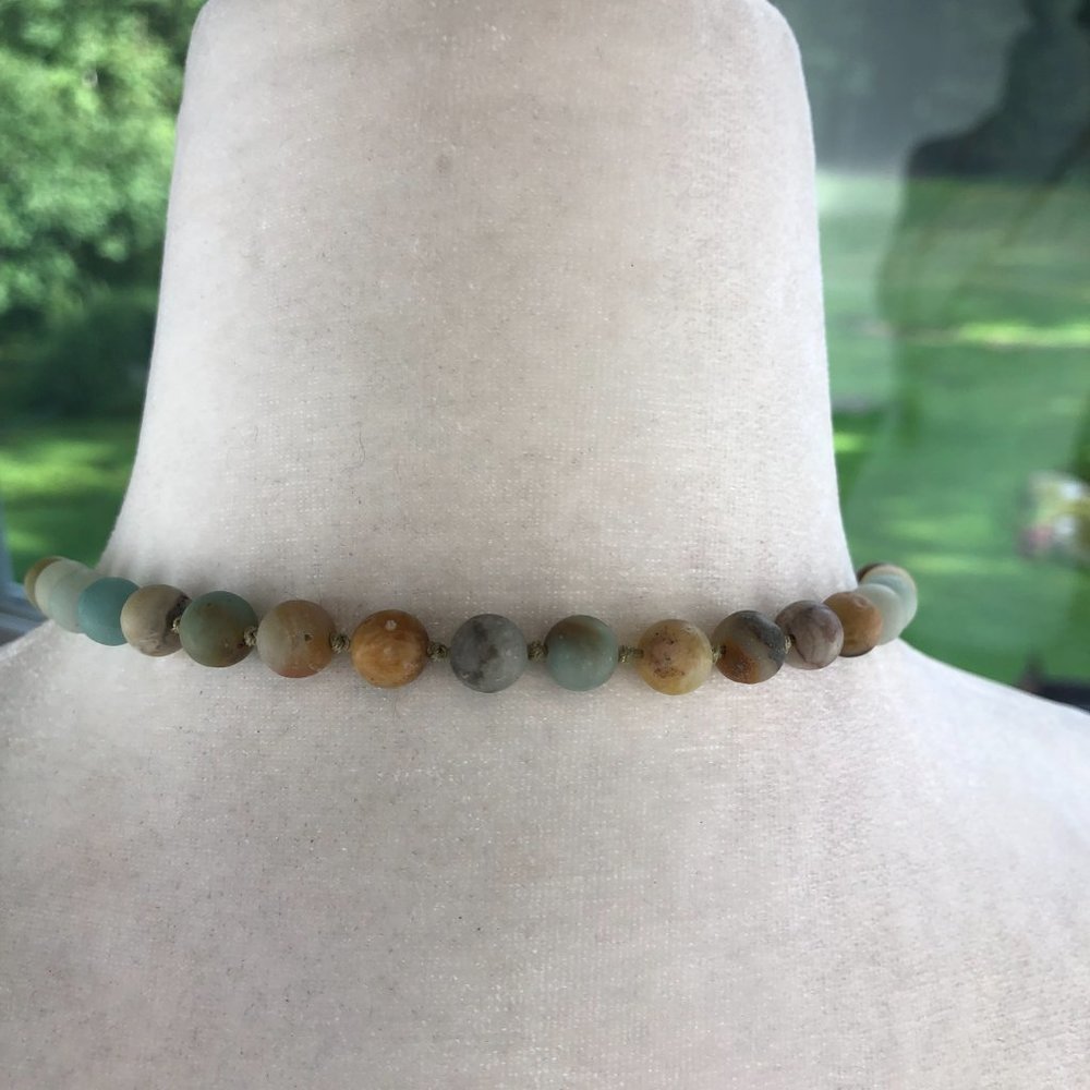 Amazonite Mala Bead Necklace Yogi Boho Wellness Meditation Healing Spiritual - Picture 6 of 10